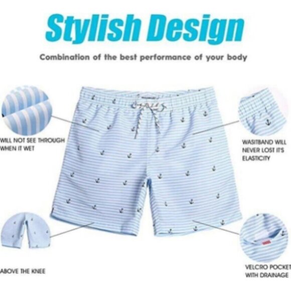✨✨ MaaMgic Men's Swim Trunks Blue Small NWT - Picture 5 of 6